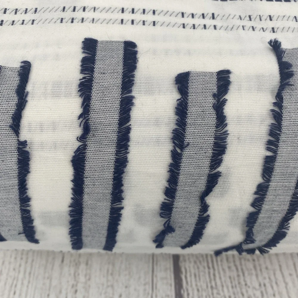 Ink + Ivy Rhea Duvet Set KING White Charcoal Gray Cotton Jacquard Modern Stripes